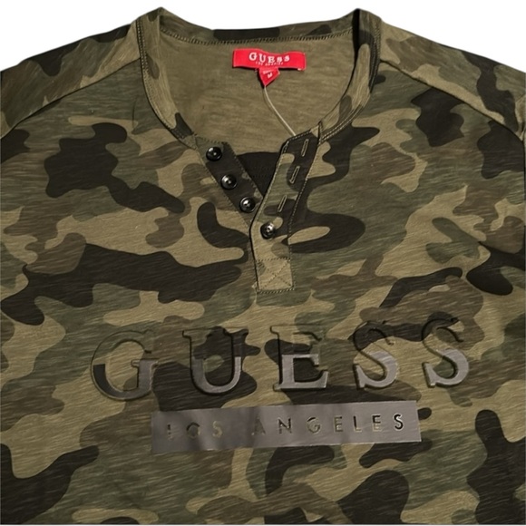 Guess Los Angeles Vanness Camo Henley Shirt - Picture 3 of 4